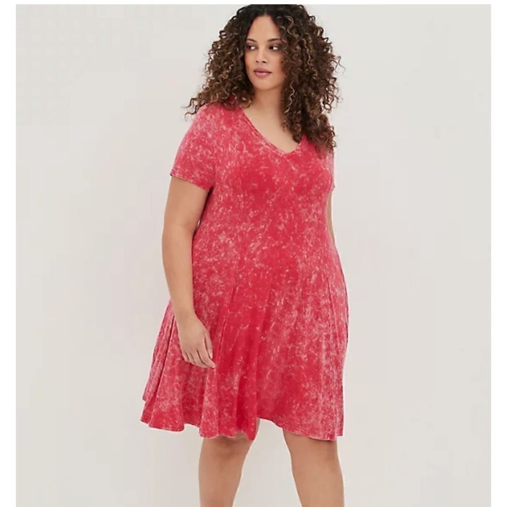 Torrid Super Soft Trapeze Wash Style Distressed Dress Contemporary Feminine